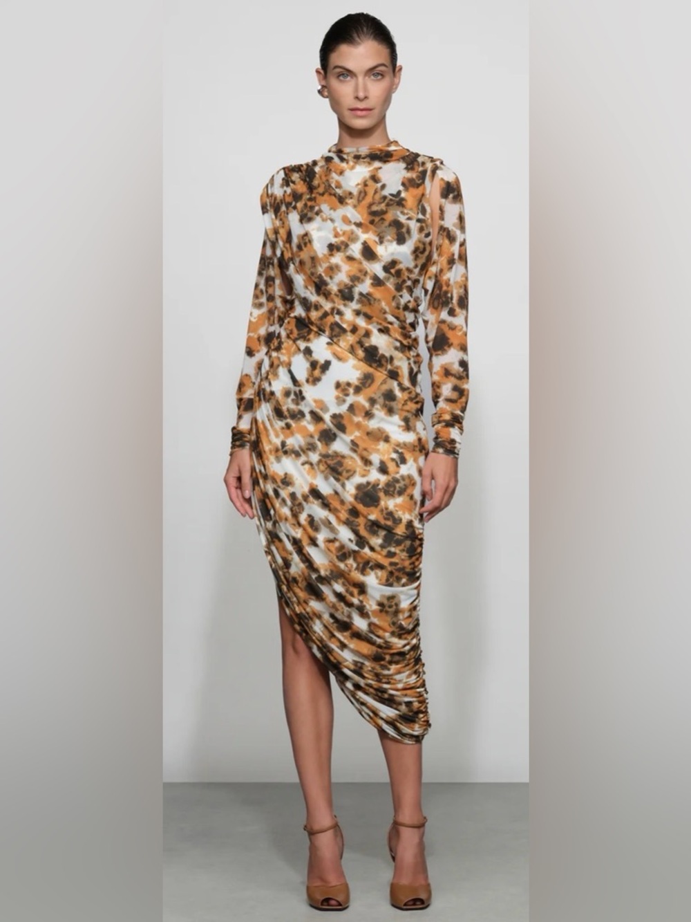 ET OCHS Lucien Dress Golden Multi Draped Jersey Midi Size 2 NWT